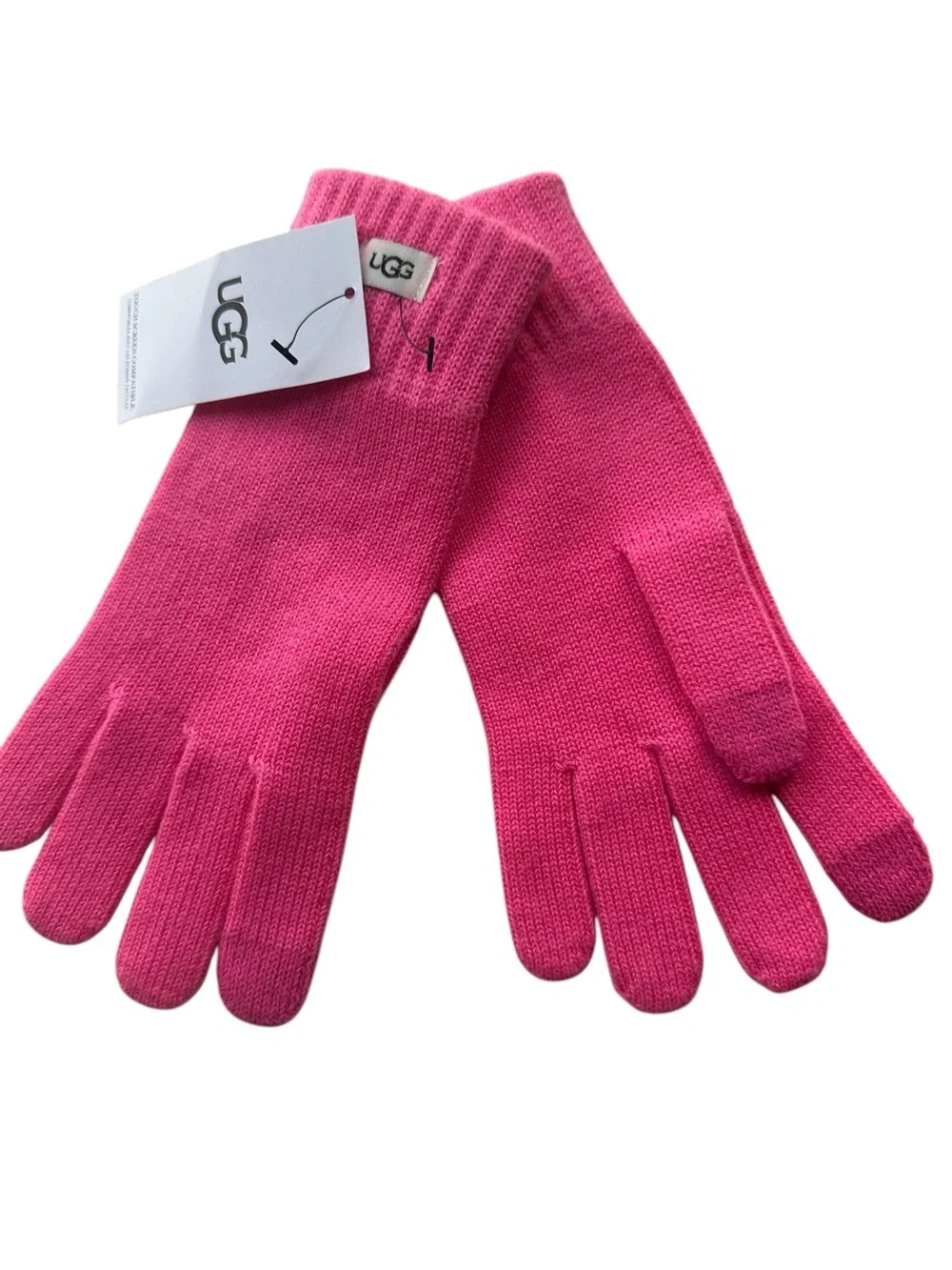 NWT UGG Women’s Pink Knit Tech Touch Gloves Wool Blend One Size